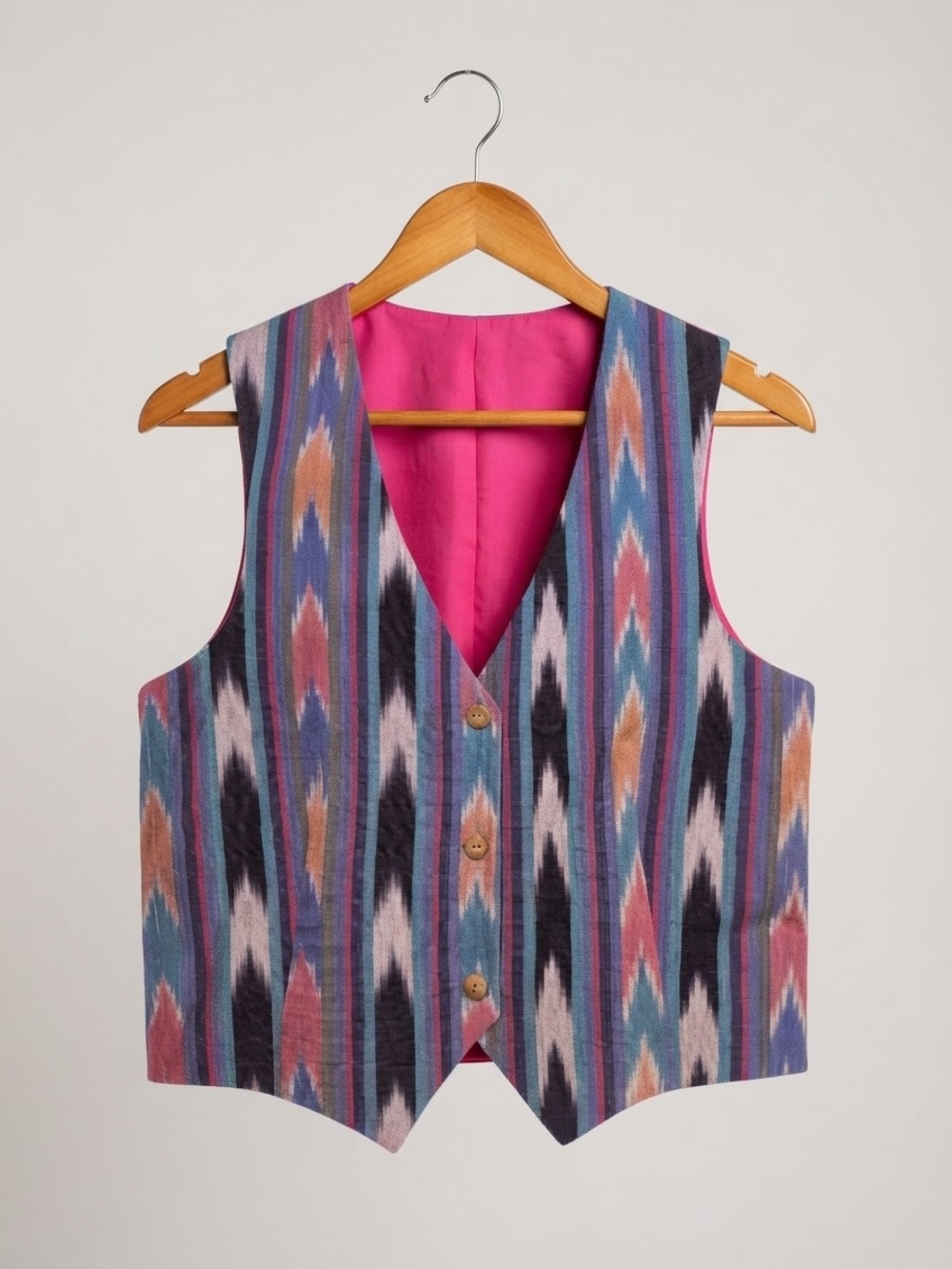 Vintage Handwoven Guatemalan Ikat Jaspe Vest  (0312M)